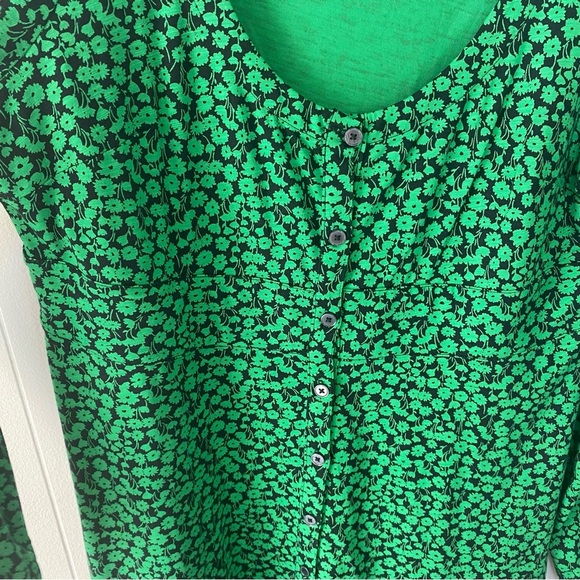 Boden Button Front Jersey Mini Dress in Green Bee Tulip Sprig Sz US 12 UK 16 - Picture 7 of 11